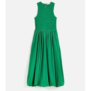 Madewell Melody Bubble Hem Smocked Midi Dress in Verdant Green Poplin |XL| NWT